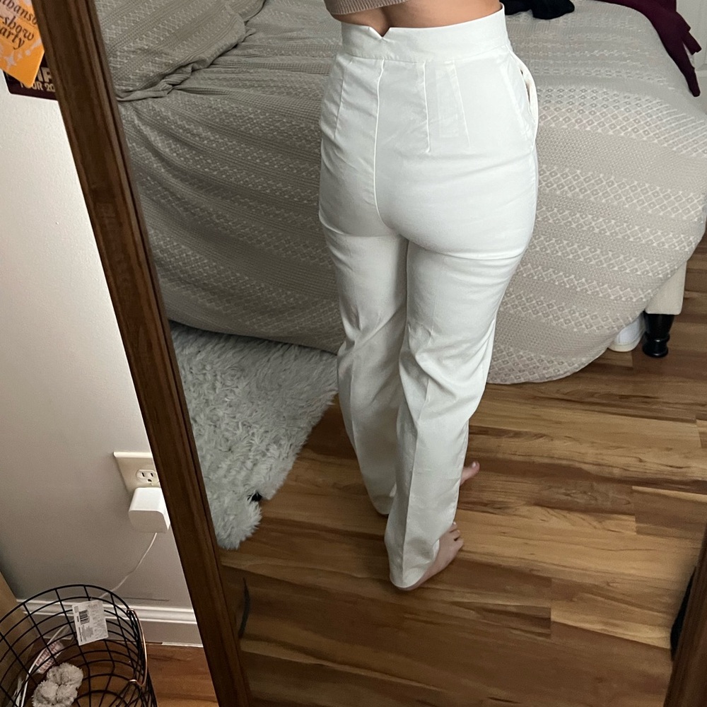 Zara pocket pant notched back High Waisted Pants trouser xs - Picture 3 of 9